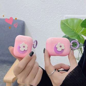 1pc Floral Protective Case + Carabiner Charging Case Compatible With Apple 1st/2nd/3rd/Pro/Pro 2nd Gen, Stylish & Shockproof Design