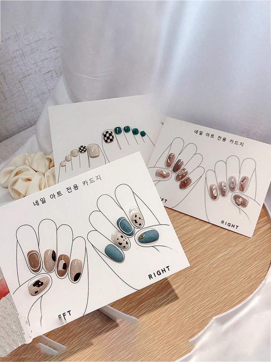 10pcs Nail Art Display Cards, Hands & Feet Pose Cards For Photography, Minimalist Nail Polish Swatch Cards, Nail Art Display Tools