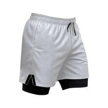 Kit Of 3 Dry Fit Thermal 2-In-1 Training Shorts With Cell Phone Pocket And Towel Holder - Fitness/Gym Shorts - 白色/黑色/灰色 - 查看 2