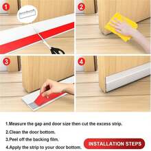 Door Draft Stopper Under Door Draft Blocker Insulator Doors Sweep Weather Stripping Noise Stopper Strong Adhesive, Black - Black - View 7