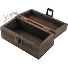 Antique Wooden Box With Hinged Lid And Lock Rectangle Wooden Storage Box Decorative Wood Box Crafts, Hobbies, Gifts, And Jewelry Box - Rustic Brown - View 2