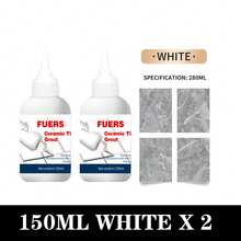 150g/280g Lechada de azulejos multiusos, disponible en varios tamaños y colores, resistente al desgaste, impermeable, anti-moho, no decolorante e inofensiva, fácil de usar, adecuada para el embaldosado del hogar y comercial, elegante y con estilo - Blanco - Ver 6