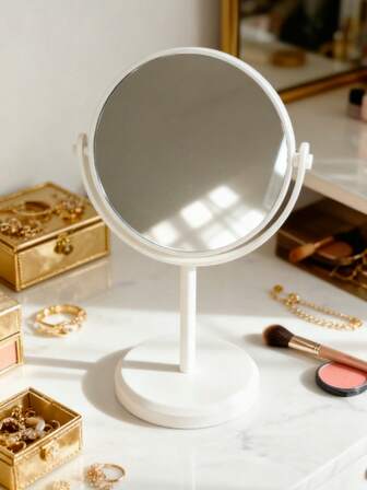Minimalist Double-Sided Oval Vanity Mirror, Suitable For Home, Bathroom, Bedroom, Black 360° Rotating Makeup And Decoration, Applicable For Dates, Parties, Classrooms, Indoor, Christmas Scenes