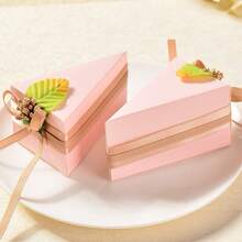 10/1 صندوق هدايا قابل للطي بشكل كعكة، صندوق تغليف هدايا، صندوق هدايا لأجواء الأعياد والحفلات، مناسب للمناسبات والأعياد والأعراس - وردي - مشاهدة 5