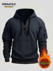 Áo sweatshirt nam dáng casual cổ kéo khóa, thiết kế tối giản thể thao và thời trang, thích hợp cho hoạt động ngoài trời. - Màu xám đen - Xem 1