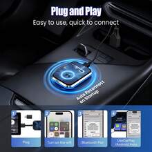 Bluetooth Receiver For Car, Noise Cancelling 3.5mm AUX Bluetooth Car Adapter, Wireless Audio Receiver For Home Stereo/Wired Headphones, Hands-Free Call, 16H Battery Life - Black+Silver - 黑色 - 查看 6