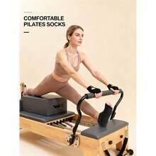 1/2 Pairs Toeless Pilates Socks Women With Non - Slip Grips Yoga Barre Dance Socks Barefoot Workouts - 1 cặp màu đen - Xem 4