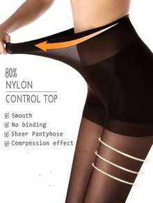 1pc Women's 20D Ultra-Sheer High Waist Tights, Solid Black