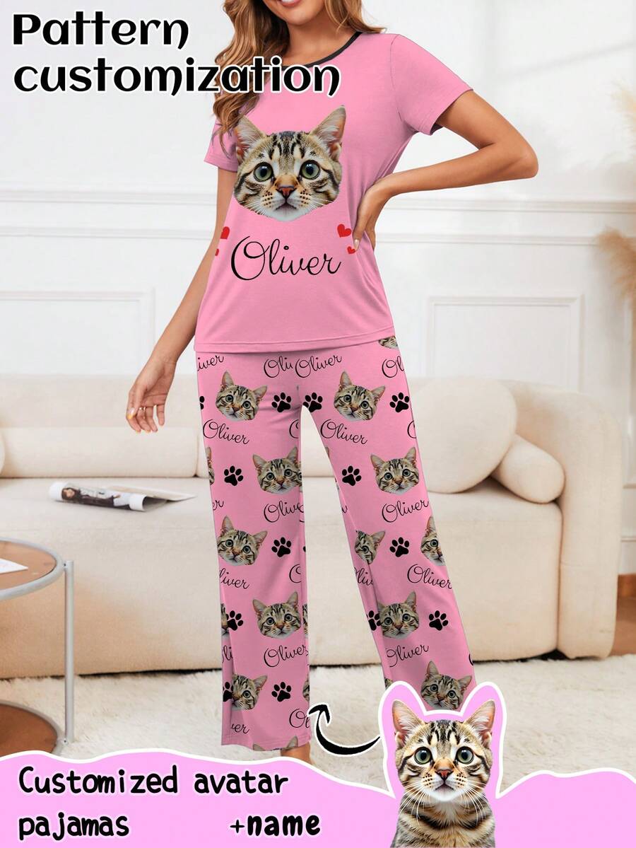 Printstory Customized Women's Pajama Set, Can Print Any Pattern, Personalized Unique Gift, Suitable For Family, Friends And Holiday Parties - Multicolor - View 1