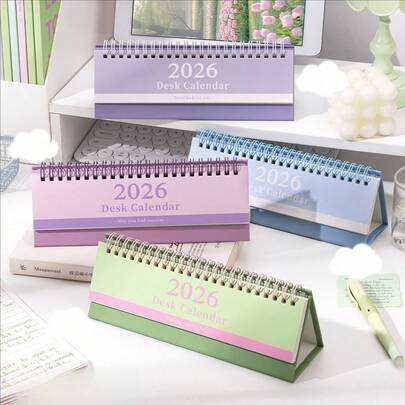 2026年极简风格英文迷你台历，2026年日历，桌面展示，便携式台历，桌面装饰