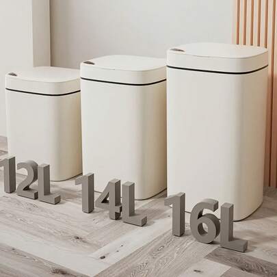 LOVEWE Touchless 14/16L Smart Trash Can (Cream White/Silent Sealed), Motion Sensor Kitchen Bin - Thanksgiving Upgrade