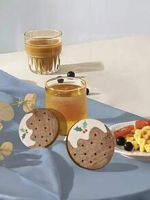 Pudding Wooden Coasters, Home Decor Coasters - Lightweight, Premium-Feel Coasters & Tea Coasters. Ideal For Home, Office, Cafe, Tea Room Decor, Dining Table Accents, Restaurant Styling, Or Gifts.