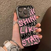 Pink English Case 2024 for Apple 15, Creative New Case for  14 Plus - Negro - Ver 2