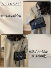 1pc Minimalist Fashion Indentation Diamond Shape Square Bag Lock Closure Flap Opening Metal Chain Shoulder Bag Suitable For Women's Daily Casual Use,2025 Fall/Winter Retro Hong Kong Style Quilted Crossbody Bag - Chain Lock Small Square Bag,Y2K Glossy Quilted Bag - Lock Detail Mini Crossbody Purse For Women, Versatile Day To Night Bag, Shiny Patent Shoulder Bag For Jeans & Dress Outfits,Secret Santa Gifts For Women,Christmas Market Bag [US Local Warehouse] - 彩色 - 查看 8