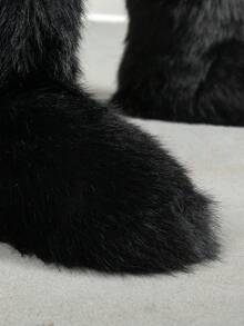 Giày bốt đi tuyết cao đến đầu gối thời trang mới dành cho nữ, ấm áp và chống trơn trượt cho mùa đông, viền lông, thiết kế thời trang. - màu đen - Xem 7