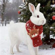 Christmas Cartoon Style Bell Bow Santa Claus Cat Dog Rabbit Red Scarf Pet Apparel Accessories, Fashionable - Multicolor - View 8