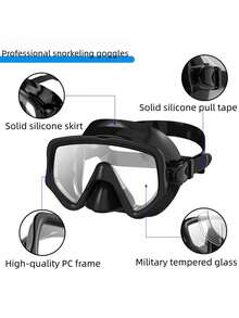 2pcs/Set Snorkeling Gear, Snorkeling Set, Leak-Proof Swimming Goggles With Nose Cover, Tempered Glass Anti-Fog Wide View Mask, Semi-Dry Snorkel With PVC Mouthpiece, Suitable For Snorkeling, Free Diving, Swimming, Snorkeling Set, Adult Snorkeling Gear, Semi-Dry Snorkel Top Lung Diving Swimming Travel - Multicolor - View 3