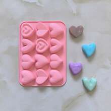 2pcs 12-Cavity 6 Styles Heart Shaped Silicone Mold, DIY Chocolate, Candy, Pudding, Dessert, Cake Decor, Cookie Baking Mold - Dusty Pink - View 3