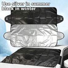 1 szt. Osłona przeciwśnieżna przedniej szyby samochodu na lód, śnieg, mróz, osłona przeciwsłoneczna na przednią szybę samochodu, osłona przeciwsłoneczna z tkaniny Oxford na każdą pogodę, chroniąca przed wiatrem i promieniowaniem UV, pasująca do samochodów SUV, ciężarówek Van, uniwersalne akcesoria samochodowe, ochrona przeciwsłoneczna wnętrza samochodu