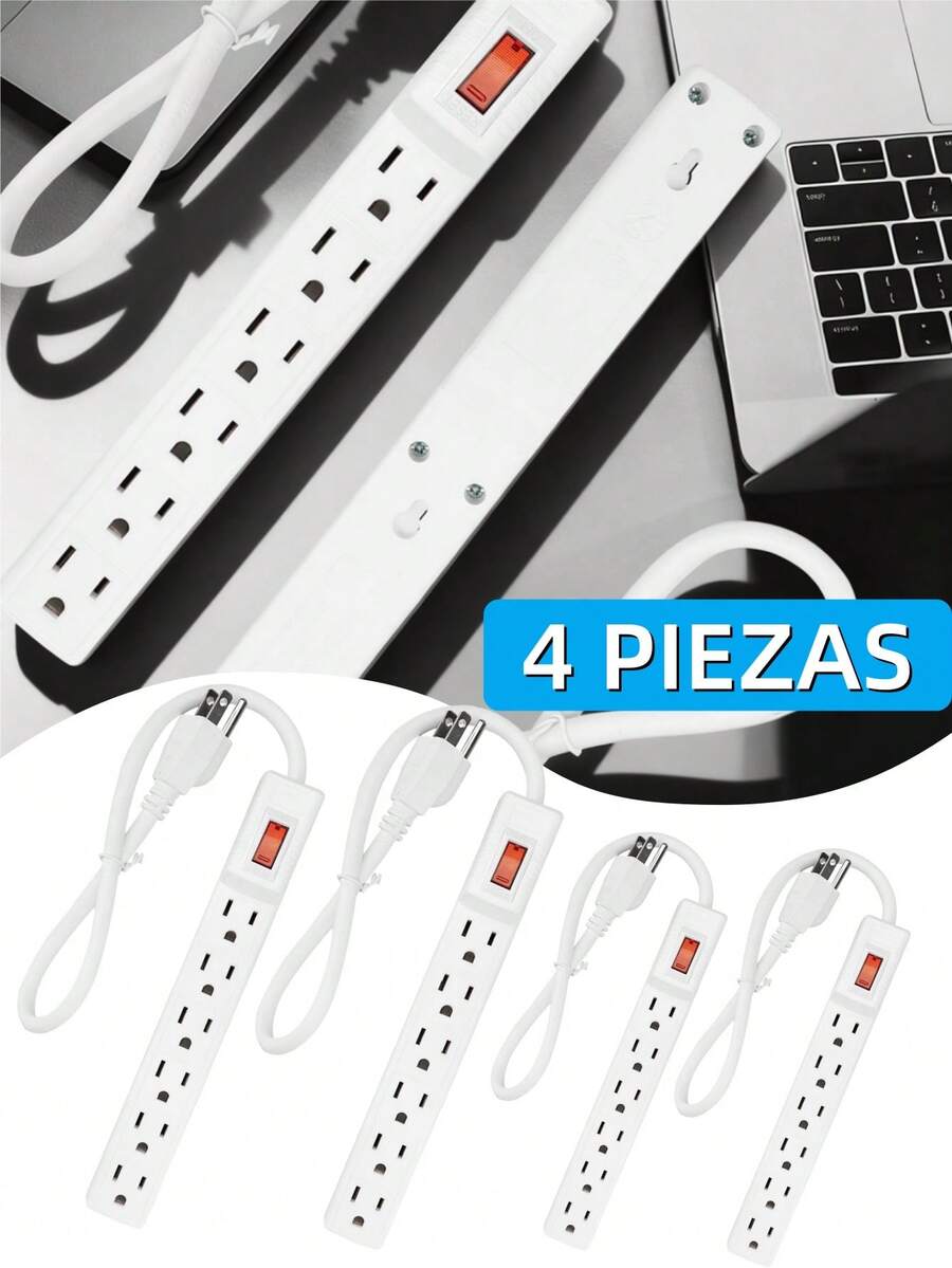 Multicontacto Extension, Regleta Multicontacto De 6 Tomas, Extensión Plana, Multicontacto Cable Largo, Extensión Con Protector De Sobretensióncon Un Interruptor De Protección Admite Carga Rápidapara Salón, Dormitorio, Cocina, Garaje Y Oficina