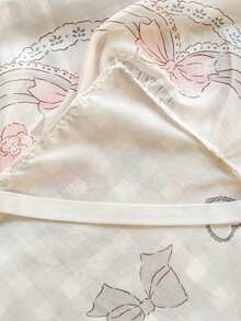 3pcs Set (1pc Bed Skirt, 2pcs Pillowcases) Rabbit Ear Bow Plaid Heart Print Bed Skirt, Ruched Hem, Full Coverage Dust-Proof Bed Skirt, Ruched Hem, 3pcs Pleated Bed Skirt Set With 2 Pillowcases, Soft Brushed Microfiber, Moisture-Wicking, Washable, Non-Fading, Antibacterial Mattress Protector Set - Alice Garden - View 10