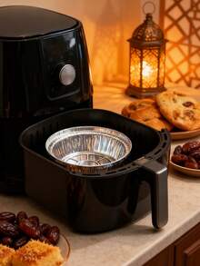 50pcs Air Fryer Paper, Tin Foil Bowls, Tin Foil Plates, Household Electric Ovens For Baking Tin Foil Bowls, Oil Paper, High-Temperature Resistant Tin Foil, Very Suitable For Use In Parties And Holidays For Seemingly Frying Things, Suitable For Kitchens, Dormitories, Outdoors, Packaging, Can Be Heated With Open Flames