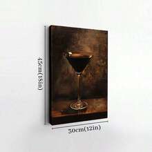 1pc Framed Canvas Wall Art Prints Poster, Martini Glass, Dark Liquid, Vintage Oil Painting Style Art Posters Canvas Print Painting For Living Room Bedroom Office Bathroom Dorm Home Decor, Ready To Hang, 2D Flat - Multicolor - View 9