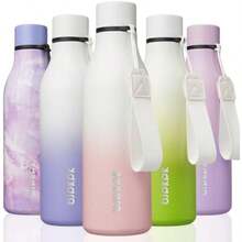 BJPKPK - Botellas de agua aisladas, botella de agua de metal de acero inoxidable de con correa, sin , termo a prueba de fugas, tazas, frascos, botella de agua reutilizable para deportes y(18 onzas rosado (Graceful Pink)) - Multicolor - Ver 1