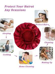 Silk Bonnet For Sleeping, Satin Hair Bonnets, Soft Elastic Band Silk Sleep Cap, Silk Hair Wrap For Curly Hair, Ideal For Overnight Curls Preservation, All-Season Shower Caps