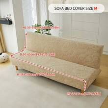 1pc Sofa Bed Cover, Jacquard High Elasticity Easy Installation, Multi-Size Fit, Suitable For All Seasons And Holidays, Anti-Pet Scratch, Anti-Dirty Jacquard Foldable Sofa Bed Cover, Home Decor For Living Room Sofa - Khaki - View 14