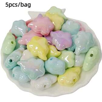 5 st söta akrylfärgglada tecknade molnpärlor DIY-pyssel, penna, nyckelring, väskberlock, julklapp