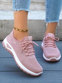 2025 New White Mesh Breathable Lightweight Sports Shoes, Women's Casual Sneakers, & Versatile Running Shoes - Pink - View 9