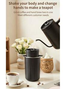Mini Portable Coffee Maker With Built-In Grinder, 2-In-1 Pour Over Coffee Cup And Handheld American Coffee Pot, Suitable For Travel, Camping And Home Use, 1500mAh Battery Capacity - Black - View 7