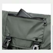 男士尼龙防水斜挎包多功能单肩包 - 灰色 - 查看 7