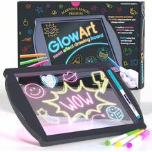 - Glow Art - LED Doodle Board Children - Light Up Drawing Pad, With Glow In Dark Colouring Pens - Battery Powered Magic Drawing Tablet - Light Up Tracing Pad Suitable 5+ - 黑光藝術板 - 查看 1