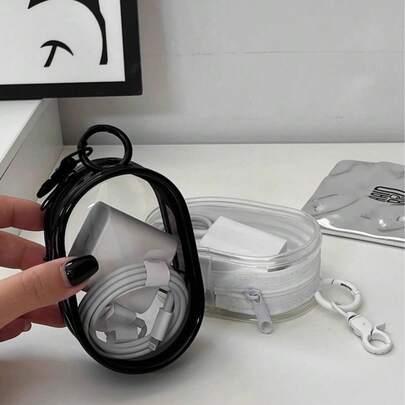 Bộ 2 túi/1 túi mini trong suốt có khóa kéo, túi đựng trang sức đa năng, có thể đựng tai nghe, sạc dự phòng, móc khóa, nhẫn, nước hoa, v.v., vật dụng cần thiết khi đi du lịch (móc khóa kiểu ngẫu nhiên), hộp đựng trang sức, túi đựng đồ, hộp đựng cọ trang điểm, túi đựng nước hoa, món quà tuyệt vời cho phụ nữ, quà Giáng sinh.