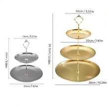 2/3 niveles Soporte para tartas de acero inoxidable, Torre de exhibición de metal dorado/plateado, Herramienta de horneado de alimentos, Adecuado para tartas, pasteles - Elegante, Adecuado para uso doméstico y de panadería, Accesorios para soportes de tartas, Suministros de repostería, Para decoración de fiestas - Multicolor - Ver 12