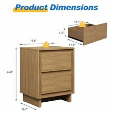 2-Drawer Dresser, Modern Wood Design With Clean Edges, Versatile Storage For Bedroom, Living Room, Office, And Entryway - Natural Oak - Xem 9