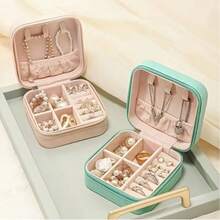 Mini Portable Jewelry Box - PU Zipper Closure Travel Storage Box, With Soft, Compact Rectangular Box, Suitable For Necklaces, Earrings, Rings - Elegant Desktop Storage Box, Valentine's Day Gift, Jewelry Box, Essential Travel Accessory, Women's Jewelry Storage/Organizer, Luggage Organizer Bag For Various Luggage - Multicolor - View 6