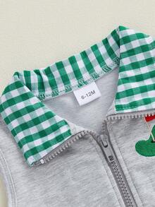 Chaleco para bebé niño y niña, chaqueta con cuello de solapa, bordado con cremallera y temática de golf - Verde - Ver 10