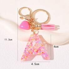 1pc Pink Heart Shaped Creative Keychain, 26pcs A-Z English Letter Children's Bag Accessories, Butterfly Letter Pendant Keychain, Valentine's Day Heart Keychain, Couples Keychain, Gift - Pink - View 4