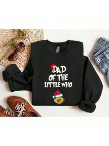 Christmas Pregnancy Announcement Sweatshirt, Dad Of The Little Who Sweatshirt, Xmas Gifts For New Dad, Pregnant Holiday Sweatshirt For Husband. UA-7062025 - 黑色 - 查看 10