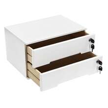 WOBENFOG Wooden Desk Organizer With Drawers & Lock, Desktop Countertop Storage Cabinet Lockable Home Office Supplies File Organizing Unit Tabletop Categorized Storage (2 Drawer - Modern White) - White - View 10