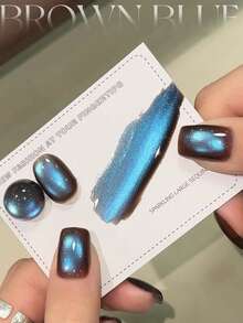 12毫升秋冬美甲高密度蓝棕色玻璃珠凝胶指甲油胶水，适用于美甲沙龙、家庭DIY，美白流行美甲用品，圣诞美甲 - 彩色 - 查看 1