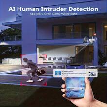 5G WiFi LTE Solar Security Camera, IP66 Waterproof, 360° Real-Time View, 4MP Color Night Vision, PIR Motion Sensor, Two-Way Communication, Smartphone Application Control, 8000mAh Battery, Wireless Outdoor Monitoring, Suitable For Home, Garage, Yard, Pet Monitoring. - White - View 7