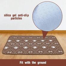Paquete de 2 alfombrillas de alimentacin para mascotas, tela absorbente, duradera, con respaldo antideslizante, impermeable, para perros y gatos pequeos, medianos y grandes - inicial - Ver 4