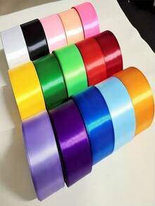 4cm Width 22m Roll Satin Ribbon, Multicolor Satin Ribbon For Rose Bow, Cake, Christmas Decoration, Lace Satin Ribbon, Suitable For Holiday Decoration, Handcraft, Gift Wrapping, Sewing, Cake Decoration And Festival Embellishment - Multicolor - View 9
