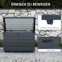 Outsunny Garden Storage Box With Wheels, Lock And Handle, For Balcony And Terrace, 100 X 62 X 65 Cm, Dark Grey - 深灰色 - 查看 4