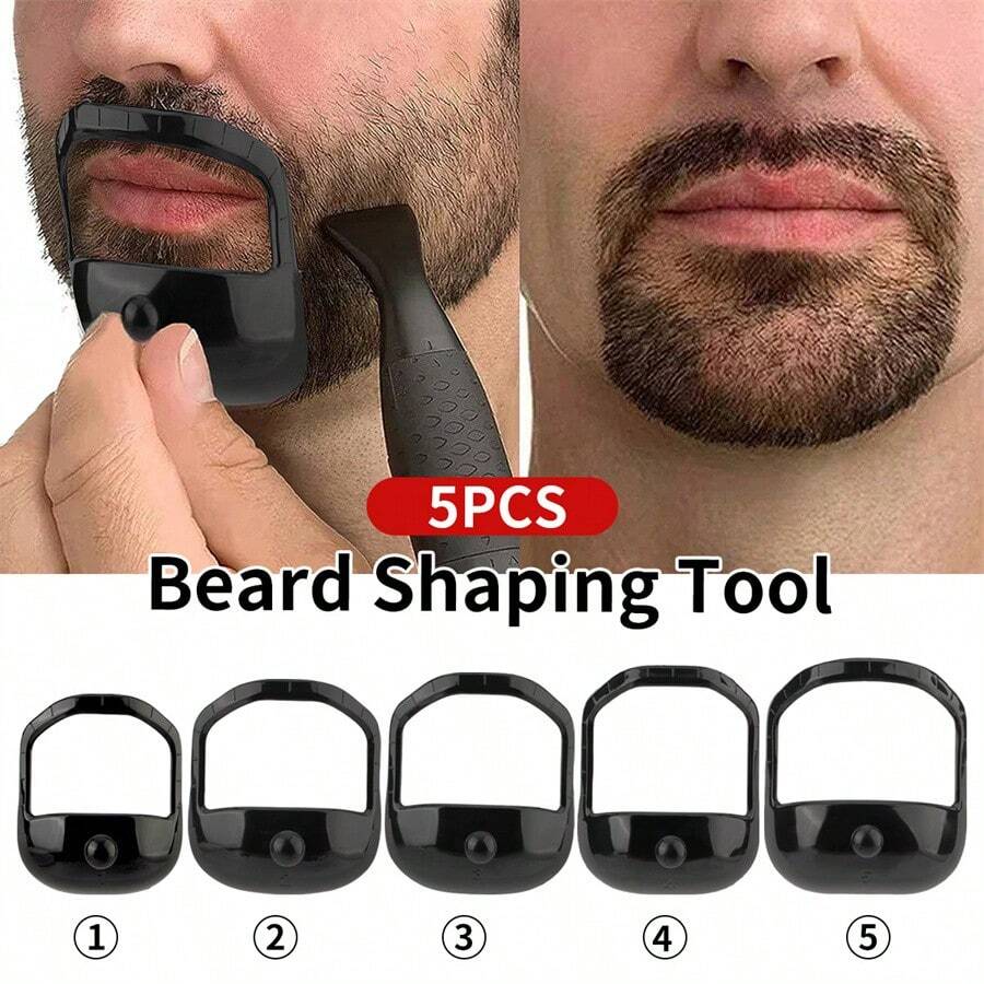Set de 5 plantillas para dar forma al bigote o la perilla estilo francés, herramientas para el cuidado de la barba, recorte simétrico de la barba para hombres - Multicolor - Ver 1