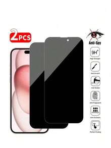 BOLLYMORE 适用于 17 Pro Max 的两片装隐私屏幕保护膜,防窥钢化玻璃,防刮花,兼容手机壳,防摔,防油,防刮涂层,适用于 17 Pro、Air、16 Pro Max、15-11 系列 - 2個 - 查看 30